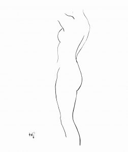 "Nude in Profile", original ink ltd edition, on awagawi fine paper 12" x 18", Sold