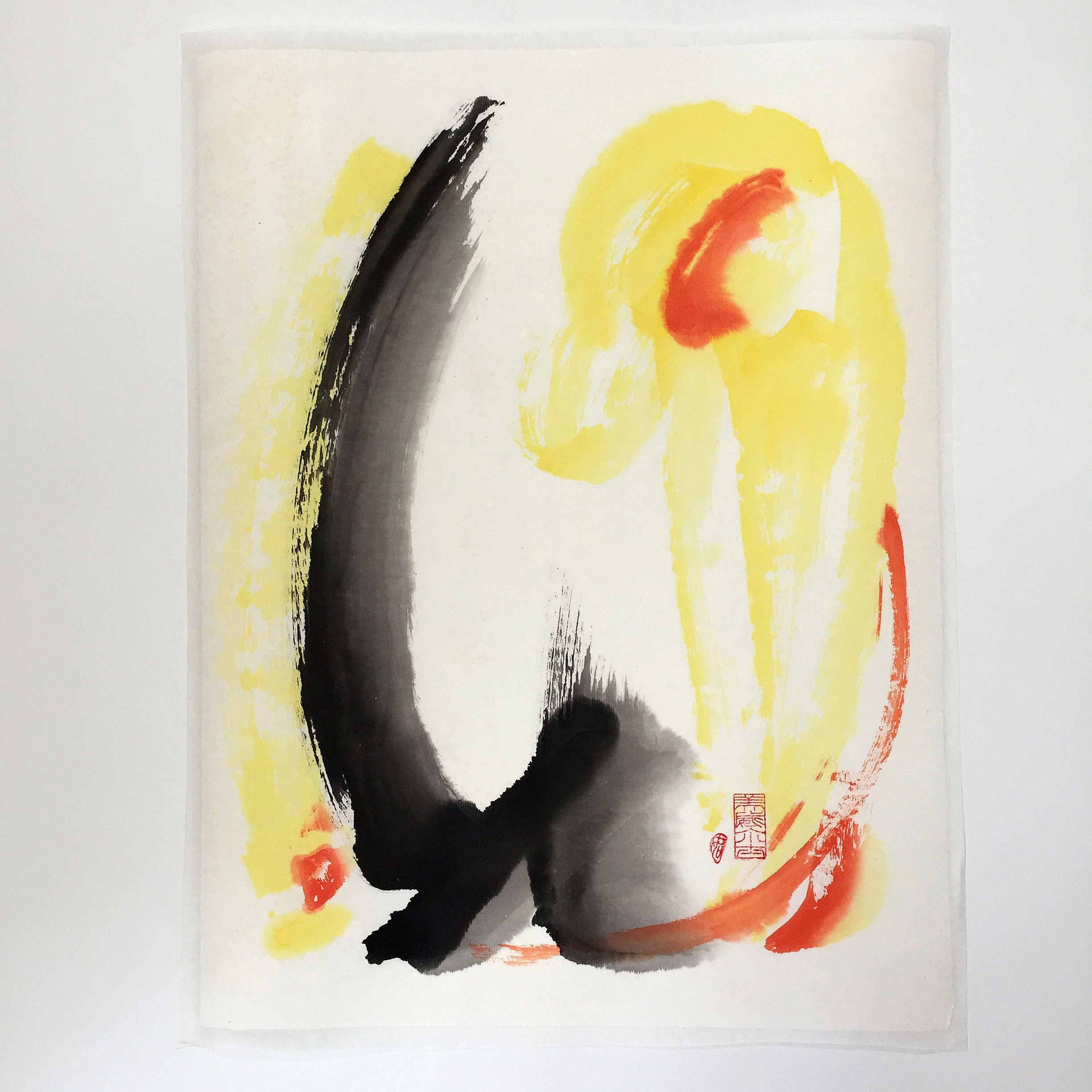 "In the Darkness" 184S by Marilyn Wells—14”x 18” on mulberry paper, mounted—$320 abstract sumi-e