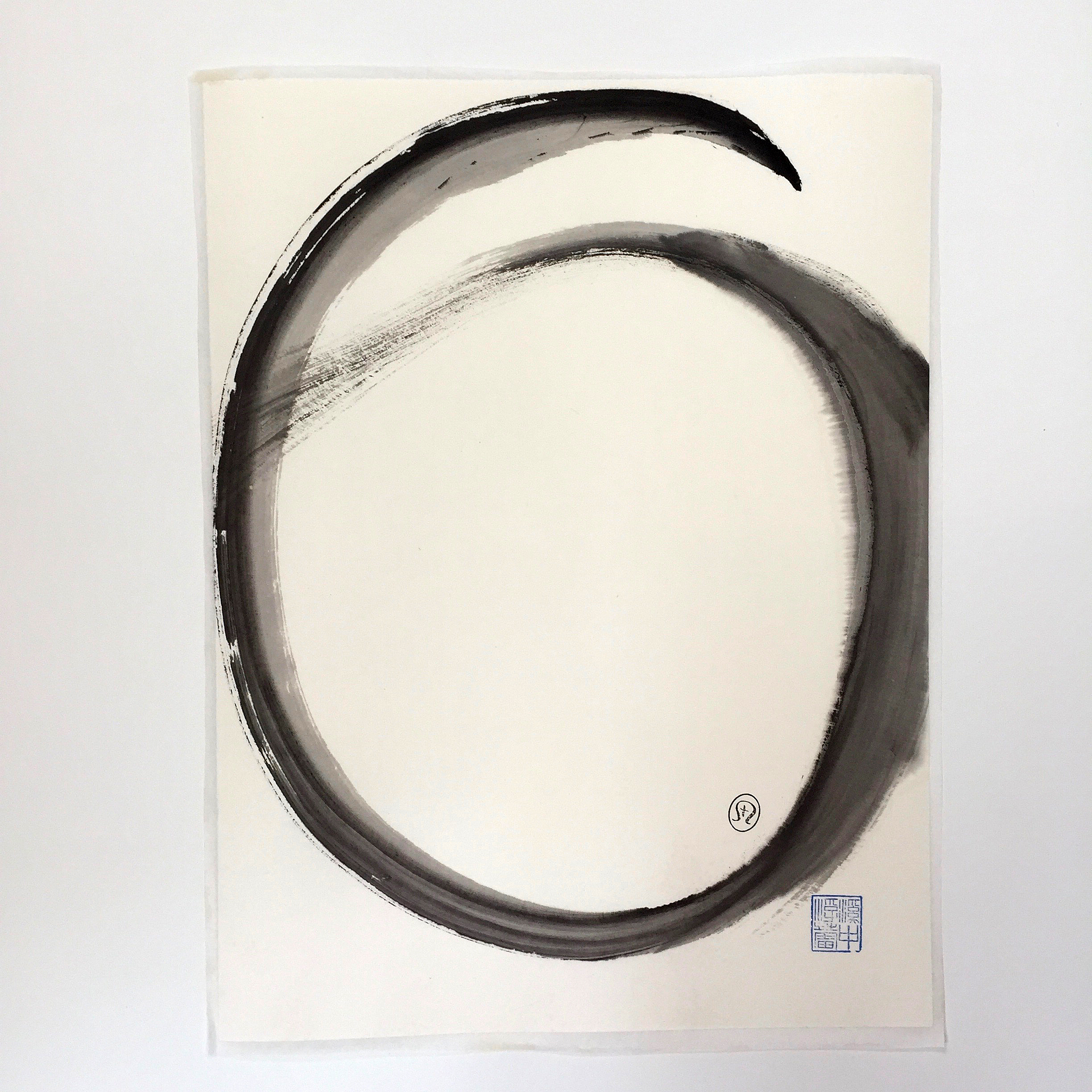 "To Live with My Eyes Open" 187S by Marilyn Wells—14”x 18” on mulberry paper, mounted—$320 abstract sumi-e