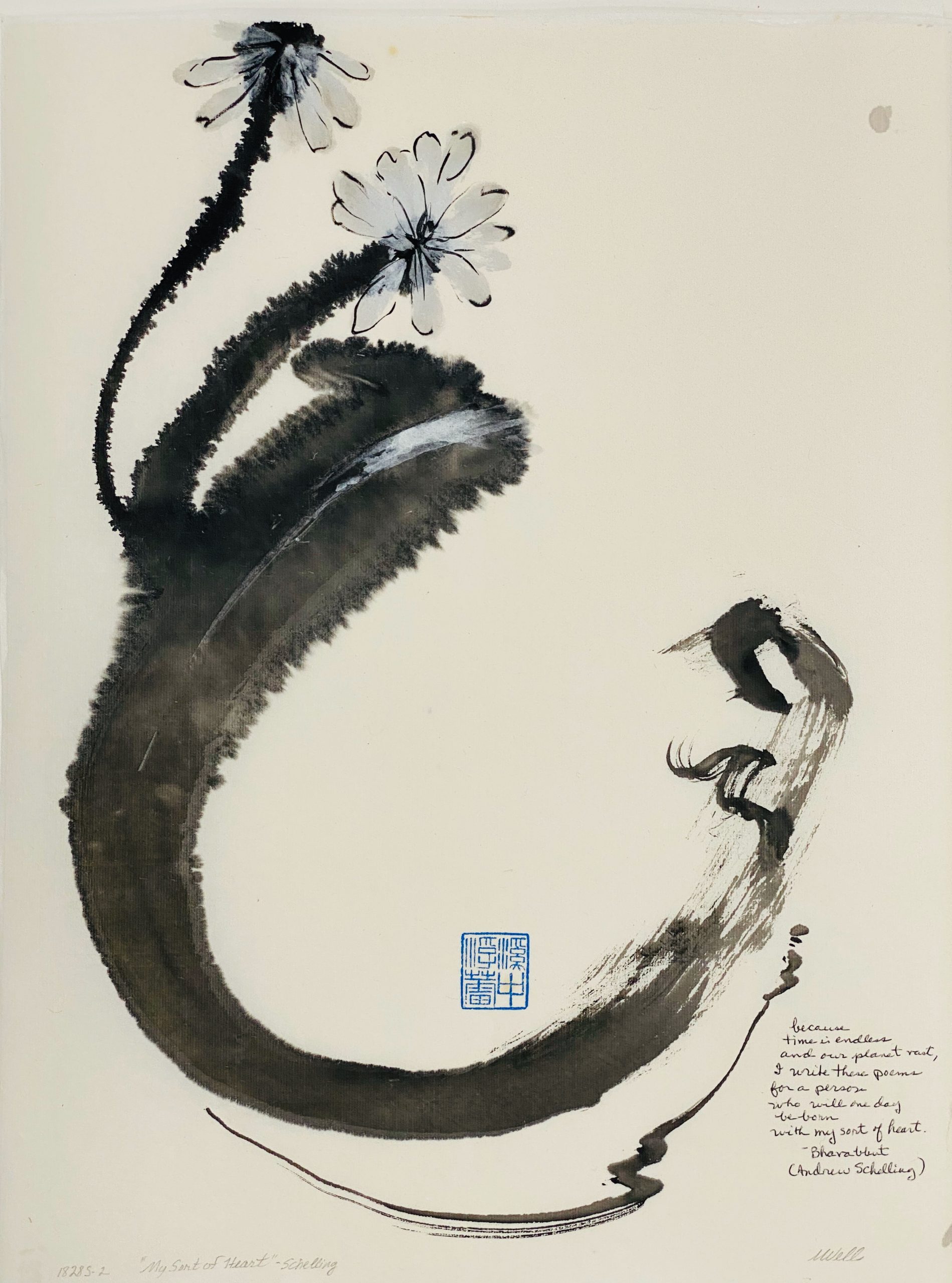 Abstract sumi e to illustrate an Indian Love Poem