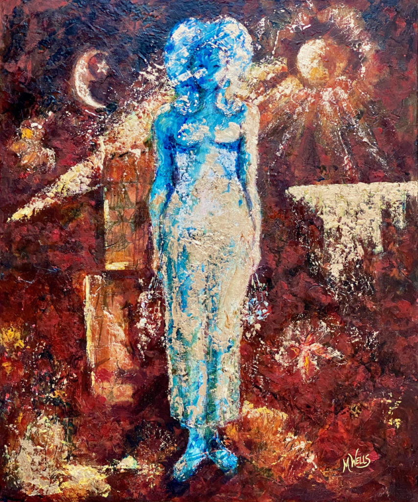 Goddess Painting Sumi Oil on Canvas by Marilyn Wells