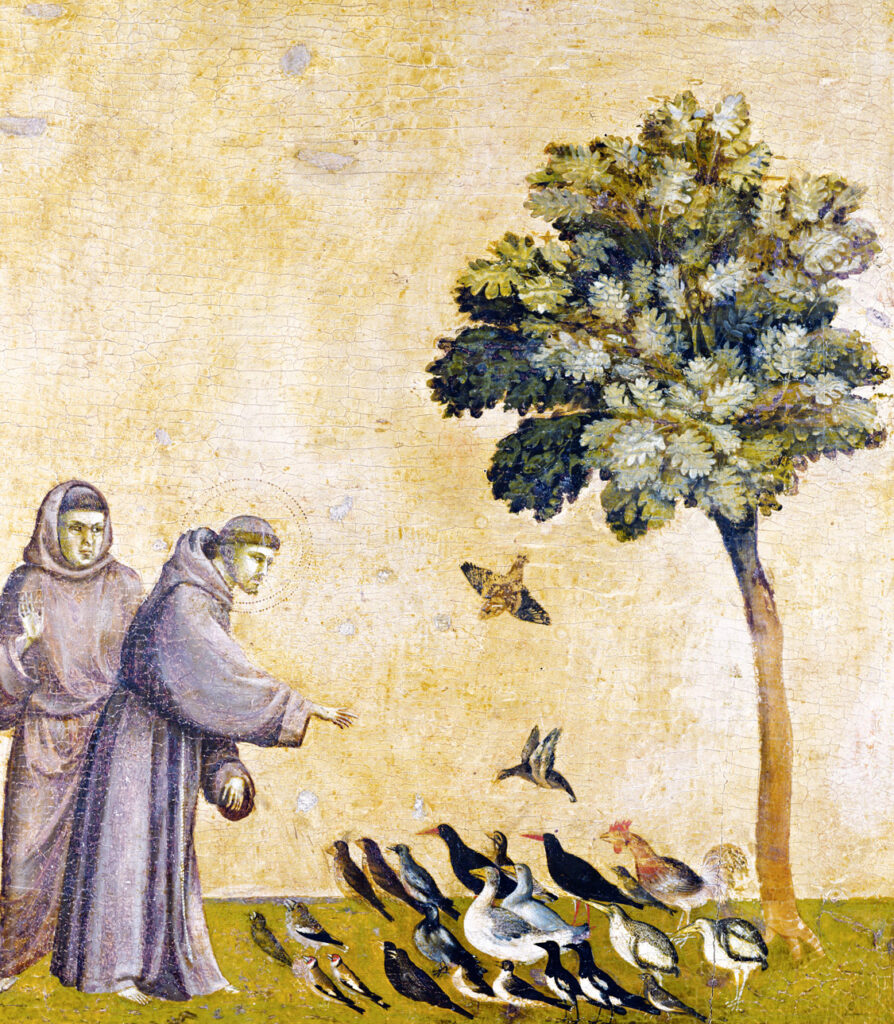 Find Your Signs to Hope, Peace and Joy Through Birds who come to you. Image of St. Francis Preaching to the Birds, Louvre Museum, Paris, France