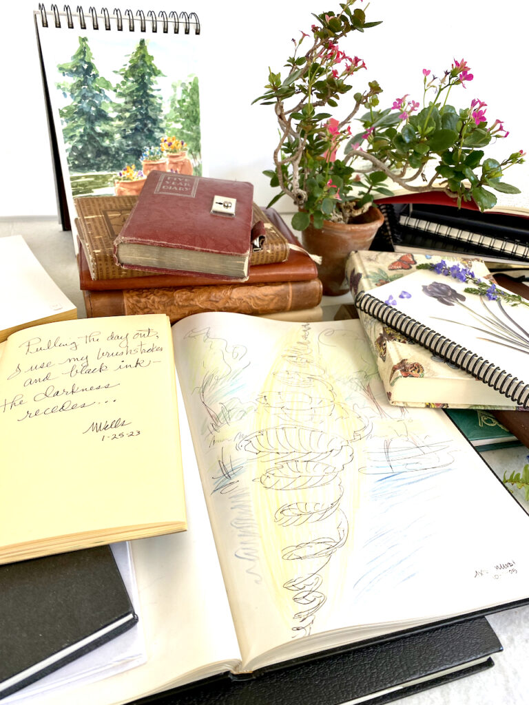 Sketchbooks and Journals to Find Signs to Hope, Peace, and Joy, by Marilyn Wells,  "Journals and Sketchbooks to Find Signs to Hope, Peace and Joy."