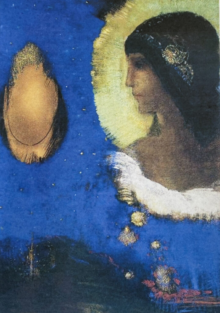 Redón "Sita" Blue Pastel of woman with a Halo